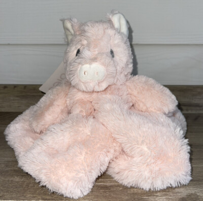 Pig Plush Baby Lovey Toy Rattle Pink Security Blanket Stuffed Animal Lovie  NWT