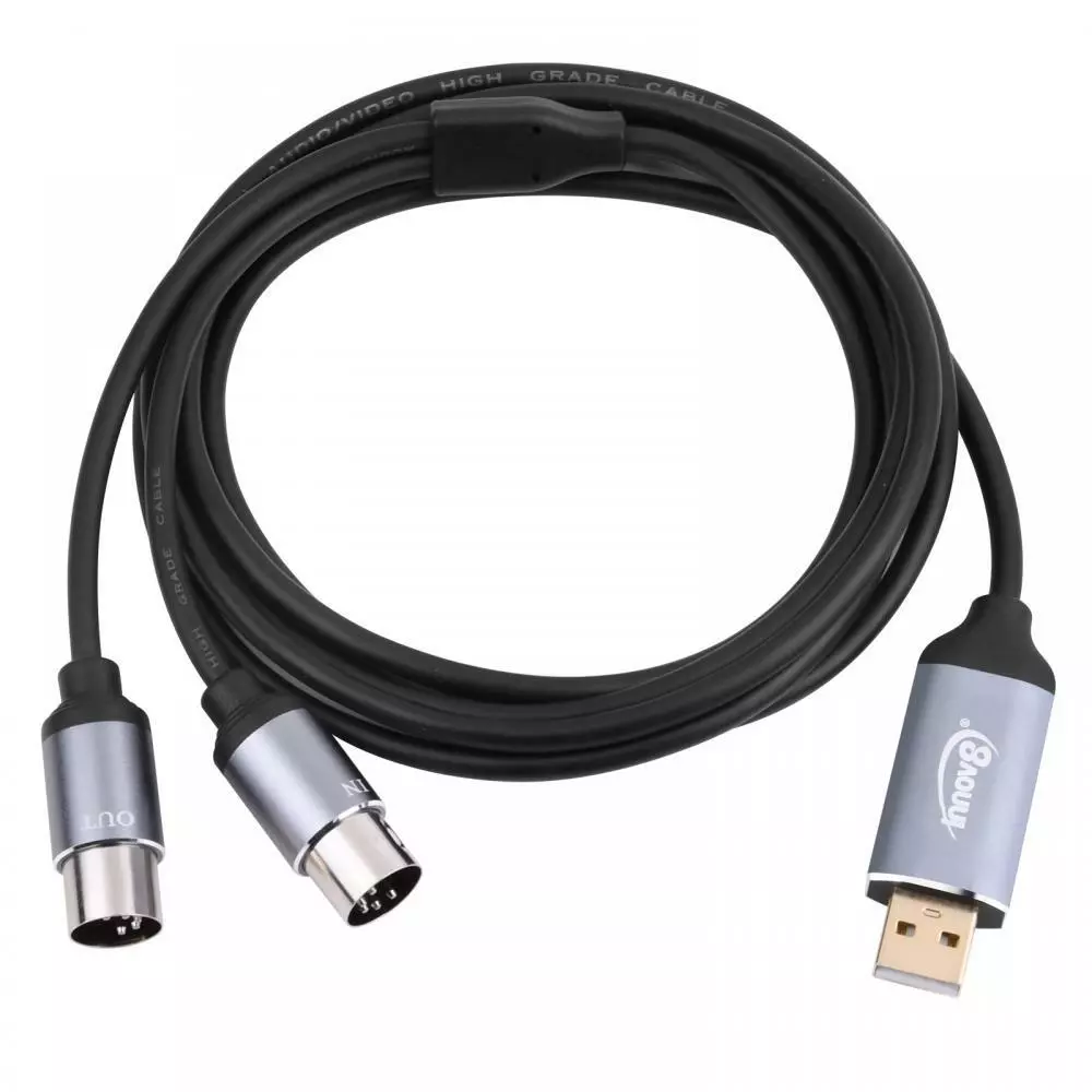 USB MIDI Cable Adapter USB Type A Male to MIDI Din 5 Pin In-Out Cable  Interface with LED Indicator for Music Keyboard