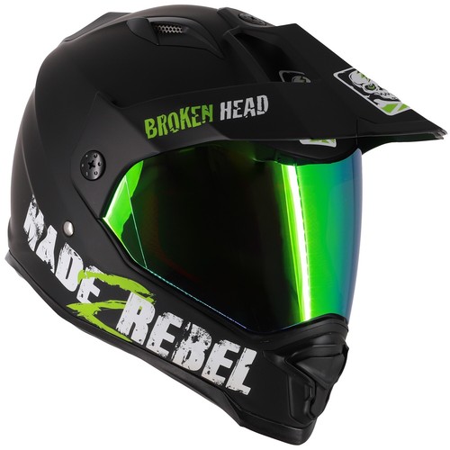 Broken Head Endurohelm Made2Rebel Grün + Grün Verspiegeltes Visier - Bild 7 von 11