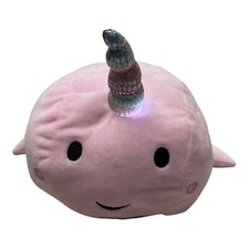 FAO Schwarz Glow Brights Narwhal Plush with Lights Sounds Pink Rainbow Shimmer
