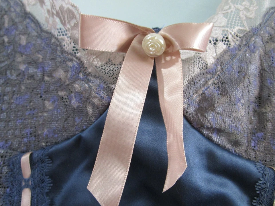 Coquette Diva Blue Ivory Lace Lt. Розовая лента Chemise3XL/4XL новый с ярлыками - Изображение 4 из 4