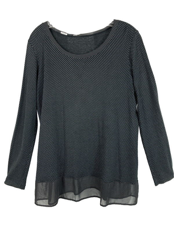 haat issey miyake polka Dot tunic top long sleeve scoop neck