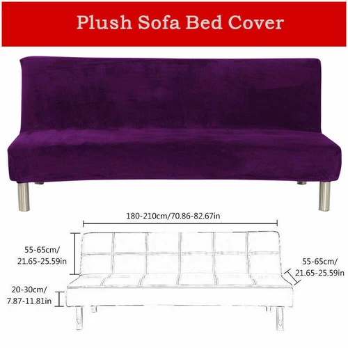 Neu Plüsch Armlos Schlafsofa Bezug Stretch Rutschfest Klappcouch Futon Schutz - Bild 27 von 78