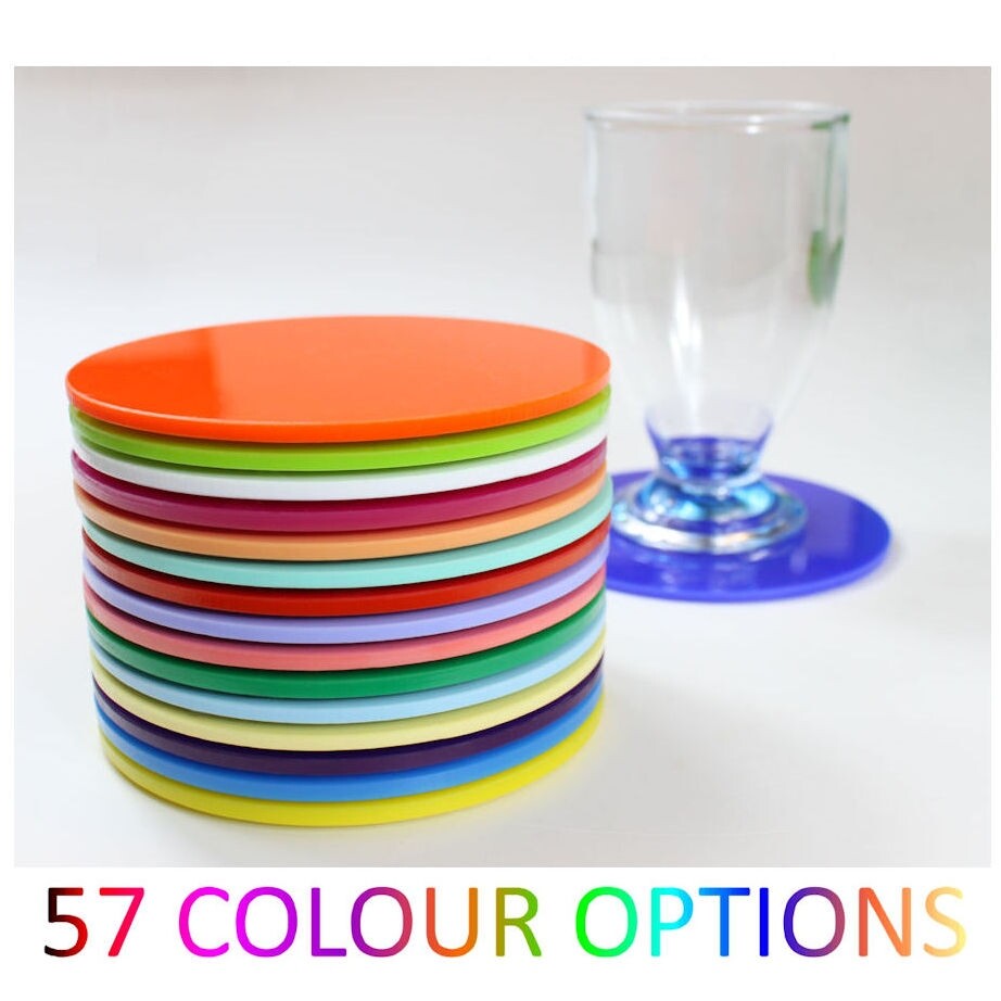 Plastic Coaster Acrylic Coasters Round Multiple Colours Kitchen Dining Table eBay