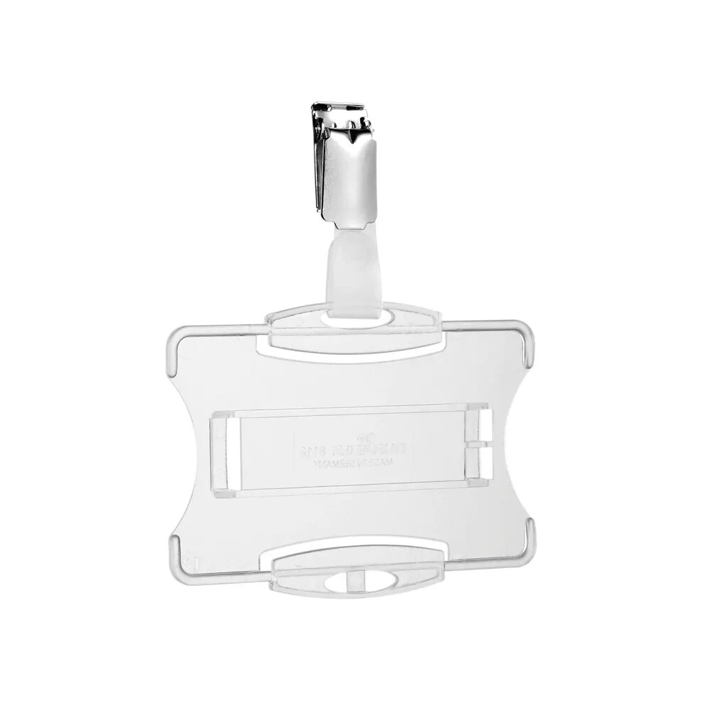 25x Security Passes by Durable Plastic ID Badge Card Holders & Clip Clear Bulk