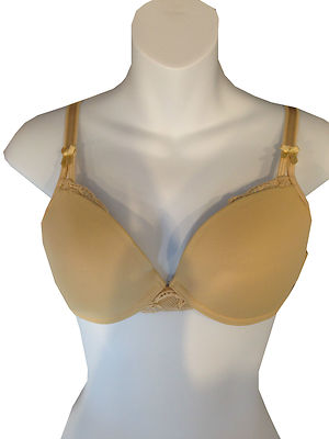 Neu Figleaves Essentials Just Peachy schlicht gepolsterter Plunge Push-up-BH 34B neu mit Etikett