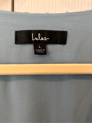 Lulus Slate Swiss Dot Flutter Sleeve Wrap Mini Dress L | eBay