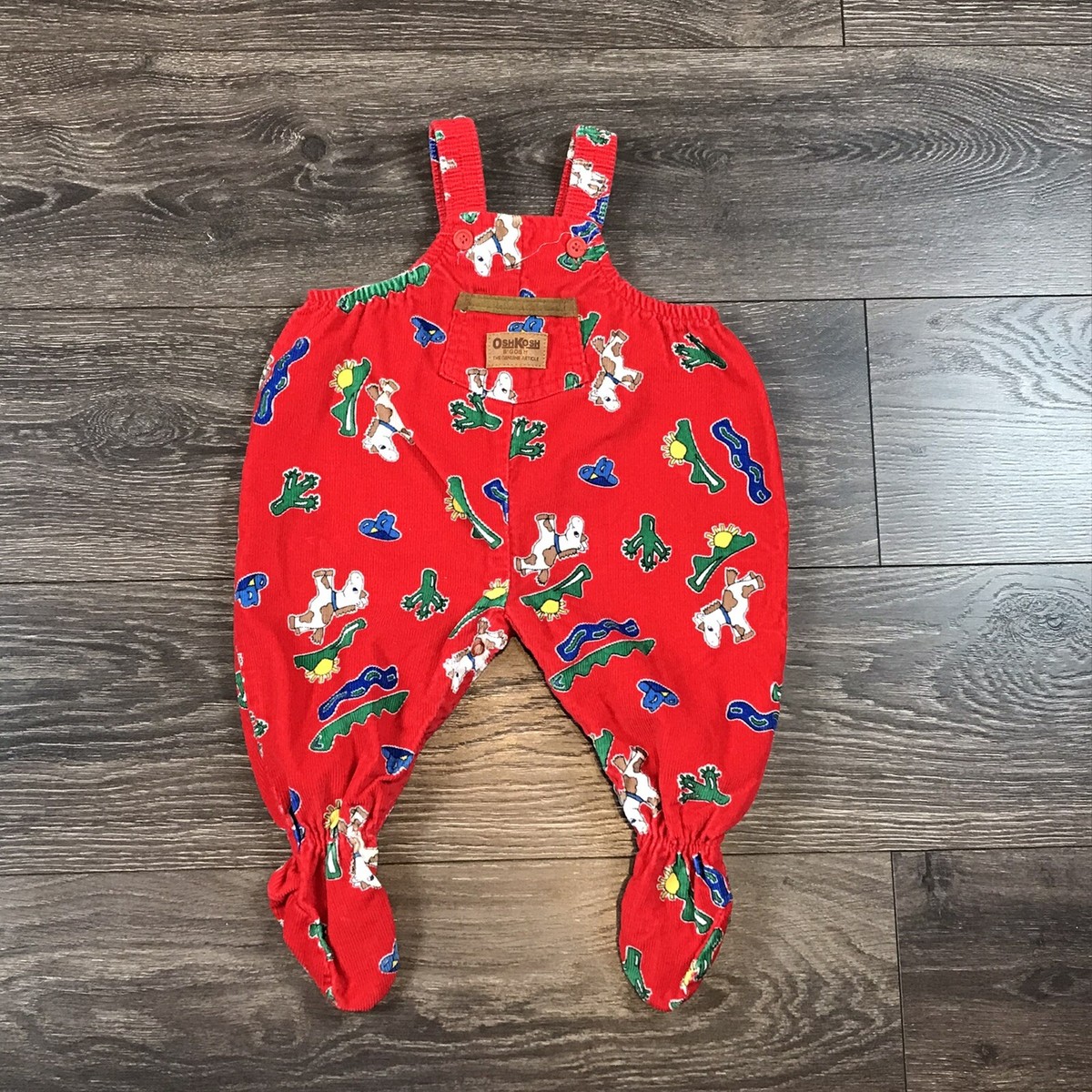 OshKosh B'Gosh Boys Vintage 90s Cowboy Corduroy Christmas Overalls