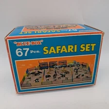 BLUE BOX Safari Set - Vintage With Box Incomplete Missing Truck & Other Pieces 