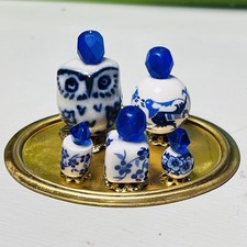 Botellas de perfume miniatura escala 1:6 frascos tocador conjunto de seis piezas búho azul