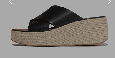 fitflop PLATTFORMS Espadrille Leder-Keilabsatz Kreuzriemensandalen Pantolette