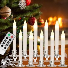 Christmas Window Candles Lights with Timer Candles Flameless,Sliver Candlesti...