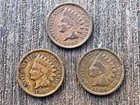 3 Indian Head Pennies 1907, 1906, 1907