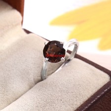 Natural Smoky Quartz Gemstone With 18k White Gold Plated Silver Women's Ring 49