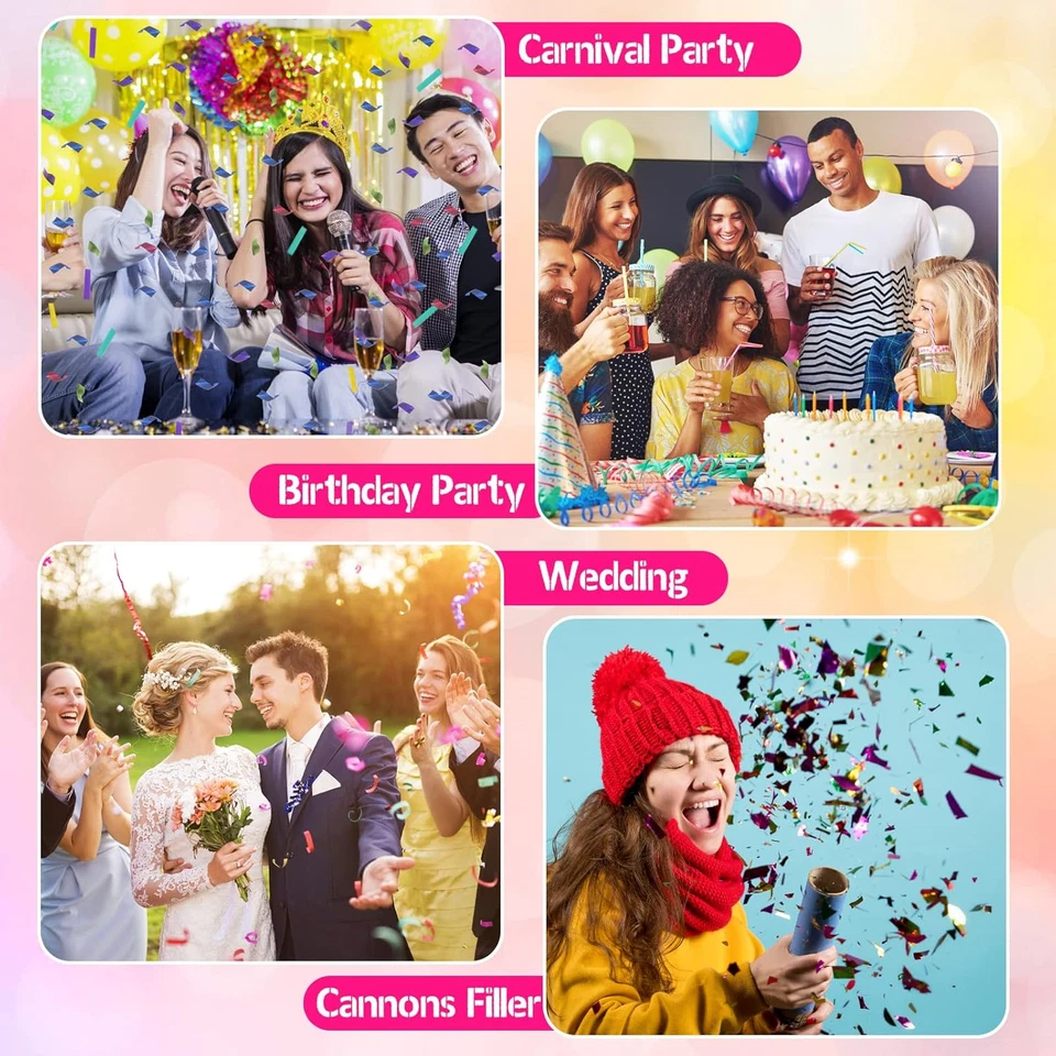 Confeti metálico rectangular de 300 gramos de papel de aluminio multicolor para rociar mesa confeti... Foto 2 de 4