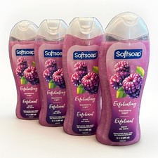 4 Pack: Softsoap Exfoliating Body Wash, Blackberry Sugar, 20 oz