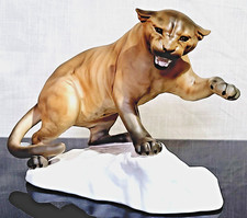 Beswick Large "Puma on Rock" Figurine Beautiful Vintage Tawny Matt Model No.1702