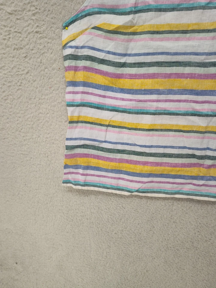 Talbots Women Top Extra Large Petite Yellow Striped Linen Halter Casual Fit - Image 4 of 4