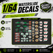 1:64 Scale Sinclair Livery Waterslide Decal Set White Toner Printed Fits Most