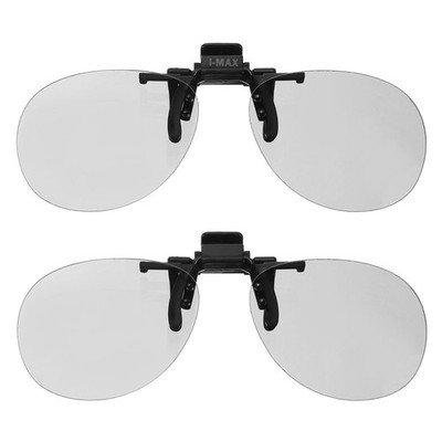 2Pcs Polarized Clip-on 3D Glasses, Circular 3D Glass Frame for RealD/IMAX Movie