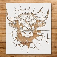 Highland Cow Wall Art Stencil for Rustic Home Decor - StencilAir