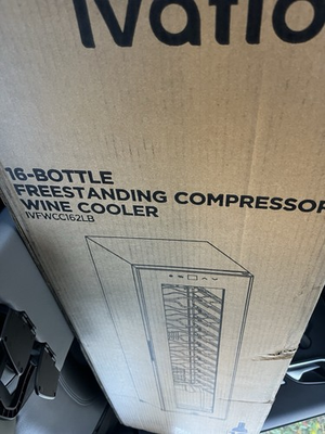 #ad Ivation 16 Bottle Freestanding Compressor Wine Cooler Black Digital Lock Glass $165.00