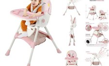 6-in-1 Foldable Baby High Chair for Babies  Toddlers   Adjustable Flower pink