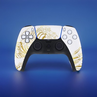 Sony PS5 DualSense Custom Controller White Gold Great Wave Mouse Click Option US
