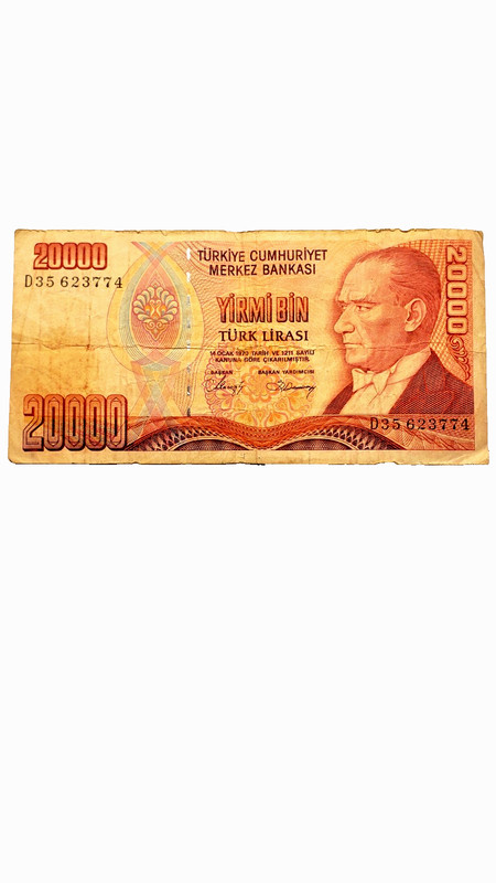 Turkey 20000 Lira Banknote Turkish Currency Turkiye Cumhuriyet Merkez Bankasi