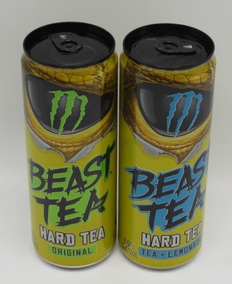 2 different cans 12fl oz cans Monster Energy BEAST TEA, hard tea, USA 2025