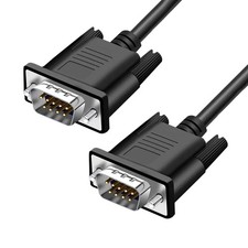 DB9 RS232 Serial Extension Cable Male To Male 9 Pin Cord Straight Black 10FT