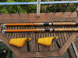 2 cañas de pescar Sportex amarillo miel en blanco 3 90 m y aprox. 40 80 WG Alemania