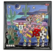 VTG Masterworks Handcrafted Art Tiles Ceramic Trivet Coaster Wall Decor 6”x6”