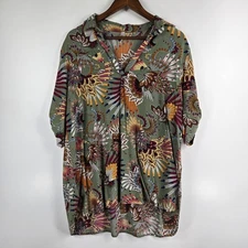 Ekouaer Women's Size XL Green Botanical Popover Tunic Top