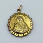14K Yellow Gold Sacred Heart of Jesus Our Lady of Guadalupe Religious Medal 3g