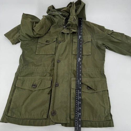 J.Crew Mens Field Jacket Army Green Utility Hooded Military Coat NX-631 Small image 7