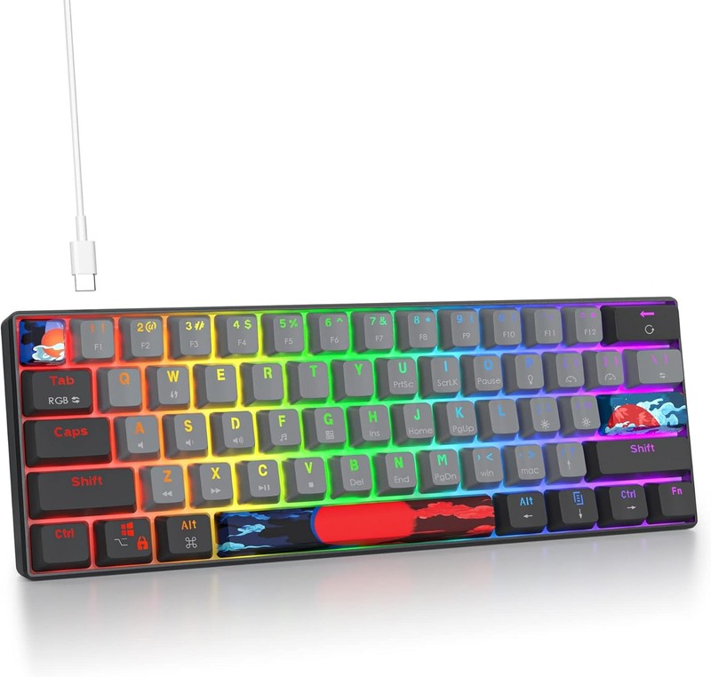 SOLIDEE 60 Percent Mechanical Gaming Keyboard,RGB Backlit Mini 60% Wired Keyboa