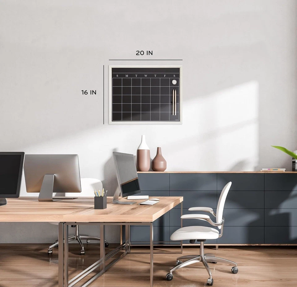 (4 Pack) 20 x 16 in. Magnetic Chalk Calendar Board, Whitewashed Wood Style Frame - Image 3 of 4