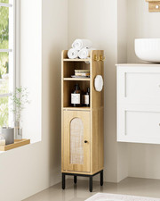 Bathroom Storage Cabinet, Small Corner Floor Hutch with 2Hooks,Narrow Toilet Pap