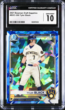 2021 Bowman Draft Sapphire TYLER BLACK Chrome 1st SAPPHIRE CGC 10 RC Brewers🔥