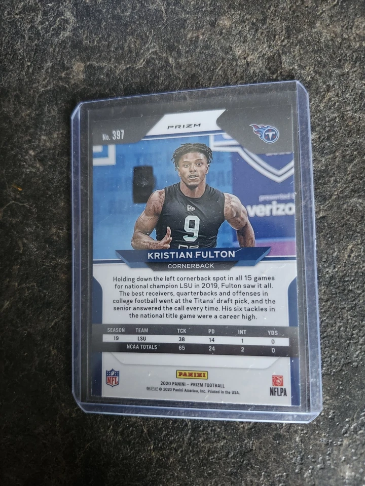 2020 Panini Prizm Red White Blue Rookie Kristian Fulton RC Card# 397 - Image 2 of 2