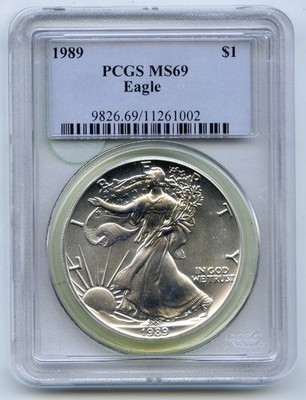 1989 American Eagle 1 oz Silver Dollar PCGS MS69 Certified Ounce