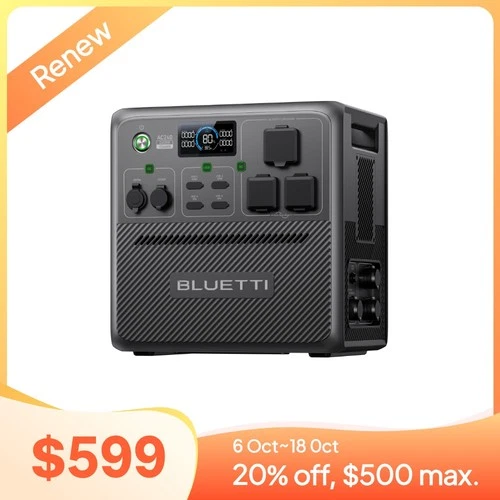 BLUETTI AC240 2400W 1536Wh Portable Power Station Solar Generator IP65 Rating