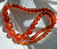VINTAGE NECKLACE victorian art deco amber orange classic faceted old jewelry