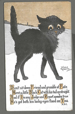 Vintage Katze Postkarte ''Setz dich nicht hin, Freund und murre über Schicksal'' Violet Roberts