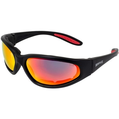 Global Vision Hercules Plus Safety Sunglasses Black Frames Red Lens ANSI Z87.1+