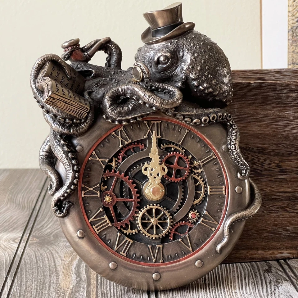 Reloj pulpo Steampunk Nostradamus Profeta - Intrincada decoración náutica vintage Foto 4 de 4