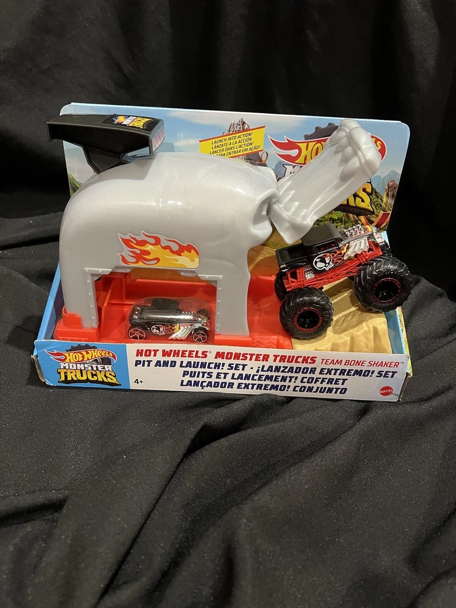 Hot Wheels Monster Truck Pit Launch Play Sets Team Bone Shaker