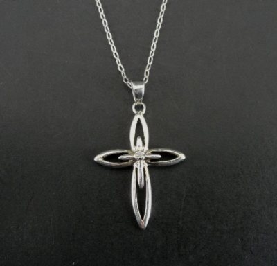 Necklace Silver Cross with Cubic Zirconia Sterling Silver 925 Pendant ...