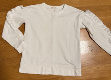 Girls JCrew Crewcuts Size 10 EEUC White Long Sleeve Sweatshirt Ruffles